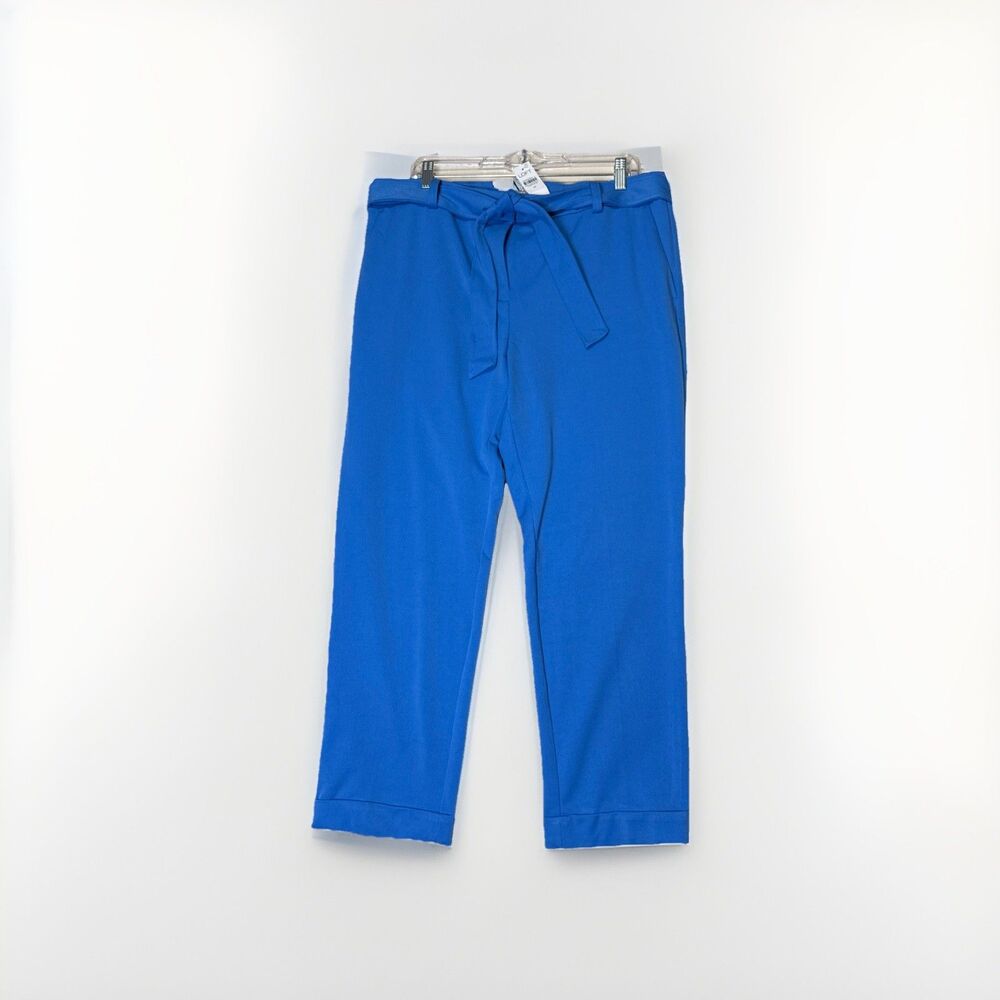 LOFT Womens Blue Slim Tie Waist Cuffed Ankle Trousers Pants Size 14 Professional